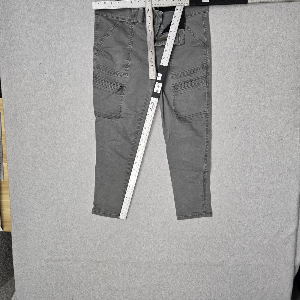 Democracy Women Pants 12 Gray Cargo Twill Button Zipper Slim 24" Inseam - Picture 10 of 15